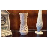 Belleek clock and vase. Lenox vase.