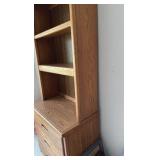 Oak style dresser with bookshelf on top