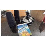 Logitech extreme 30 pro joystick, Flight simulator game, and speakers