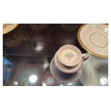 Wedgewood embossed Queensway round platter and nine Syracuse, Wayne, China demitasse cups