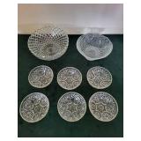 Crystal Cut Glass Bowls - Assorted Patterned Dessert Bowls Set