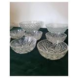 Crystal Cut Glass Bowls - Assorted Patterned Dessert Bowls Set