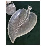 Crystal Diamond-Cut Glassware Lot - Tall Vase, Decanter, 2 Creamers & Leaf Dish