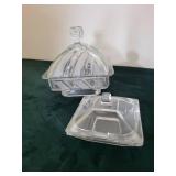 Assorted Clear Crystal Glass Dishes with Lids - Square & Rectangular Candy Dishes