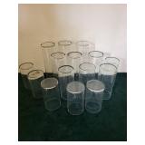 15 Tall Cylindrical Glass Vases with Smoky Rim