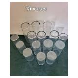 15 Tall Cylindrical Glass Vases with Smoky Rim