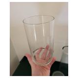 15 Tall Cylindrical Glass Vases with Smoky Rim