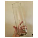 15 Tall Cylindrical Glass Vases with Smoky Rim