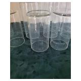15 Tall Cylindrical Glass Vases with Smoky Rim