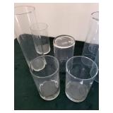 15 Tall Cylindrical Glass Vases with Smoky Rim