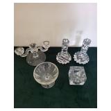Crystal Five-Arm Candelabrum with Diamond-Cut Facets