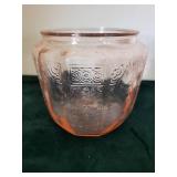 Vintage Pink and Clear Pressed Glassware - Lidded Jar & Patterned Plates