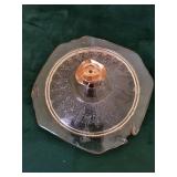 Vintage Pink and Clear Pressed Glassware - Lidded Jar & Patterned Plates