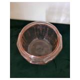 Vintage Pink and Clear Pressed Glassware - Lidded Jar & Patterned Plates