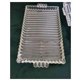 Assorted Clear Glass Rectangular Serving Trays with Bead Edge (Set)