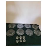 Clear Glass Fluted-Edge Dessert Plates & Ribbed Votive Holders - Assorted Set
