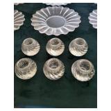 Clear Glass Fluted-Edge Dessert Plates & Ribbed Votive Holders - Assorted Set