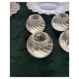 Clear Glass Fluted-Edge Dessert Plates & Ribbed Votive Holders - Assorted Set