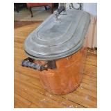 Vintage Copper Stock Pot with Lid and Cast Iron Handles