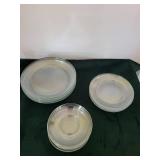 Clear Glassware Lot - Vases, Goblets & Etched Plates (Assorted)