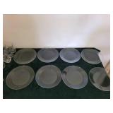 Clear Glassware Lot - Vases, Goblets & Etched Plates (Assorted)