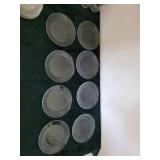 Clear Glassware Lot - Vases, Goblets & Etched Plates (Assorted)