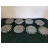 Clear Glassware Lot - Vases, Goblets & Etched Plates (Assorted)