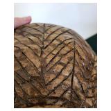 Handmade Ceramic Vessel with Leaf Vein Pattern and Narrow Neck - Maker's Mark ES