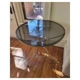 Round Glass Table with Metal Frame - 28-Inch Diameter