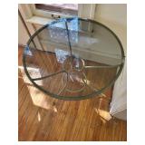 Round Glass Table with Metal Frame - 28-Inch Diameter