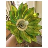 Tiffany-Style Green Pendant Lamp Brass Cap - 60W Max
