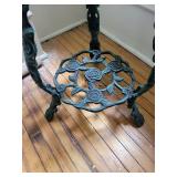 Vintage Cast Iron Two-Tier Plant Stand with Rose Motif