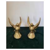 Pair of Vintage gold tone Bird Candle Holders with Raised Wings (Lot of 2)