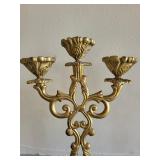 Pair of Ornate Gilt Brass Candelabras, Rococo Revival