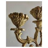 Pair of Ornate Gilt Brass Candelabras, Rococo Revival