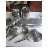 Assorted Stainless Steel Pots & Lids with Steamer Insert and Roaster