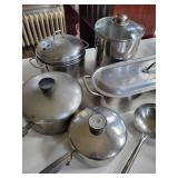 Assorted Stainless Steel Pots & Lids with Steamer Insert and Roaster