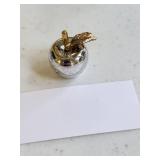Apple Silver Tone Ornament place card holders with Gold Leaf Accents (Boxed Set)
