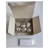 Apple Silver Tone Ornament place card holders with Gold Leaf Accents (Boxed Set)