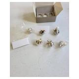 Apple Silver Tone Ornament place card holders with Gold Leaf Accents (Boxed Set)