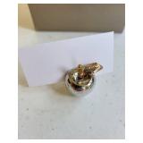 Apple Silver Tone Ornament place card holders with Gold Leaf Accents (Boxed Set)
