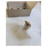 Apple Silver Tone Ornament place card holders with Gold Leaf Accents (Boxed Set)