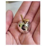 Apple Silver Tone Ornament place card holders with Gold Leaf Accents (Boxed Set)