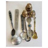 Assorted Vintage Silverplate Spoons, Salt Shakers & Engraved Metal Accessories