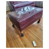 Leather Armchair with Matching Ottoman on Casters