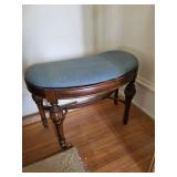 Antique Carved Wood Settee with Upholstered Cushion