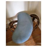Antique Carved Wood Settee with Upholstered Cushion