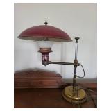 Antique-Style Table Lamp - Dome Shade, Brass Hardware & Ornate Finial