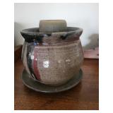 Stoneware Jar on Base - Handcrafted Studio Pottery Vessel