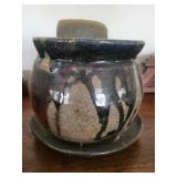 Stoneware Jar on Base - Handcrafted Studio Pottery Vessel
